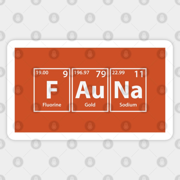 Fauna (F-Au-Na) Periodic Elements Spelling Sticker by cerebrands